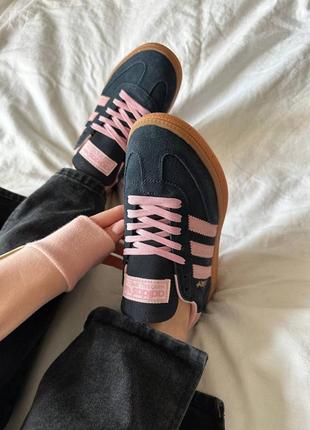 Жіночі замшеві кросівки/кеди adidas spezial handball core black clear pink gum
