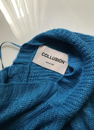 Ярко-синий укороченный джемпер collusion asos яркий синий голубой кроп свитер короткий джемпер5 фото