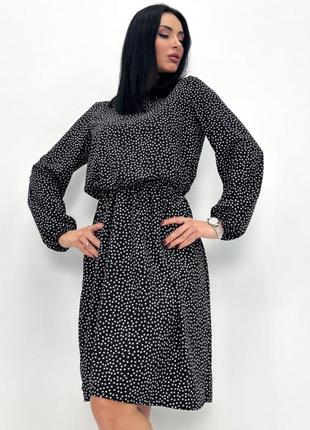 🌷нежное платье в горошек с длинным рукавом