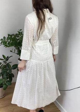 Розкішна сукня zara біла в прошву,є піткладка р м3 фото