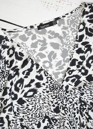 1+1=3 стильний боді блуза леопардовий принт з декольте boohoo, розмір 48 - 503 фото