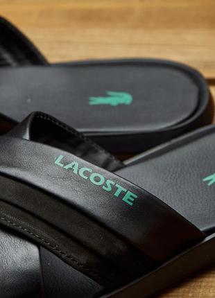 Шлепанцы мужские из натуральной кожи с логотипом lacoste , шлепки5 фото