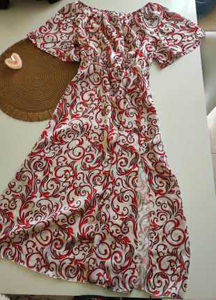 Платье миди с разрезом платье с узором летнее платье с узором1 фото