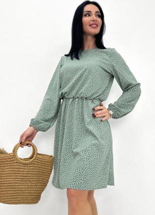 🌷нежное платье в горошек с длинным рукавом