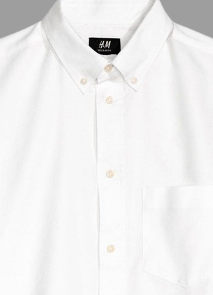 H&m xl белая рубашка мужская батал большого размера офисная без кармана с длинным рукавом фирменая2 фото