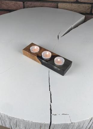 Подсвечник из дерева и эпоксидной смолы