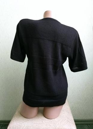 Теплая футболка. вязаный топ. пуловер. джемпер. черный с вышивкой.5 фото