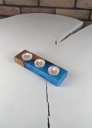 Подсвечник из дерева и эпоксидной смолы