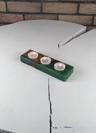 Подсвечник из дерева и эпоксидной смолы