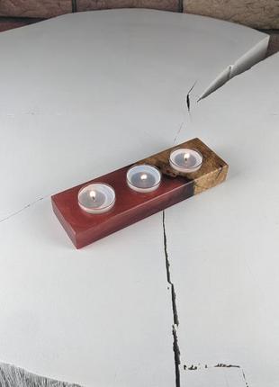 Подсвечник из дерева и эпоксидной смолы