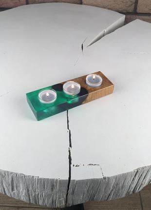 Подсвечник из дерева и эпоксидной смолы