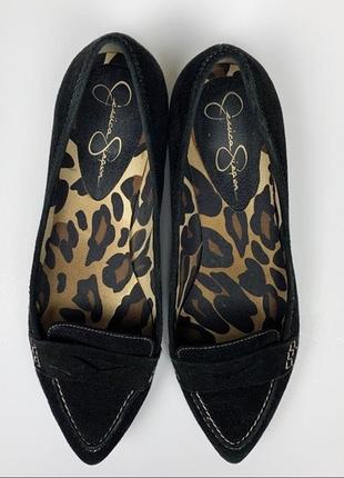 Замшевые черные туфли на низком, леопардовый принт9 фото