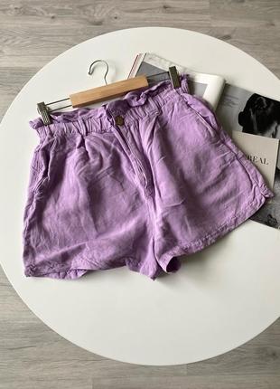 Zara  фіолетові вільні шорти на резинці1 фото