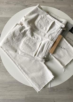 Zara  білі прямі джинси кльош  з кишенями база карго3 фото