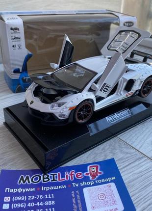 Детская металлическая машинка 15 см lamborghini aventador белая металлическая 1:32 открываются двери свет звук