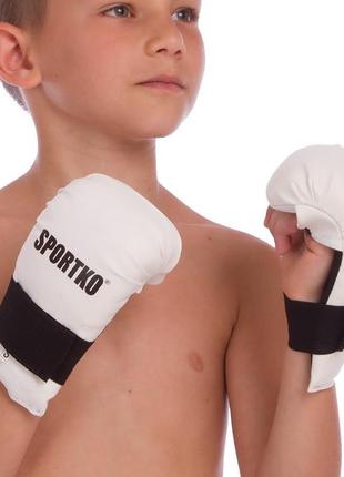 Дитячі рукавички (накладки) для карате sportko ur nk2 синій (розмір s)6 фото