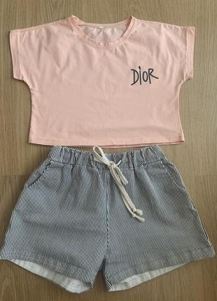 Костюм летний для девочки топ и шортики на 8-9 лет