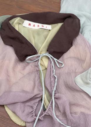 Шовк, різнокольорова блузка з баскою,ено-бохо стиль marni8 фото