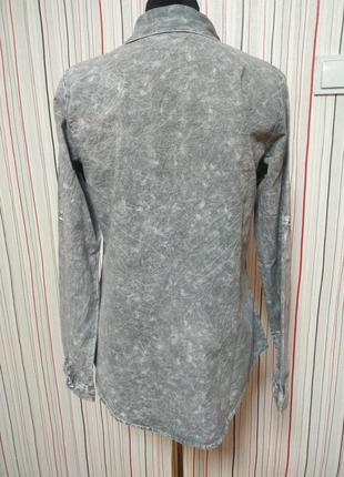 Котоновая рубашка с камнями и стразами,рубашечка нарядная джинсовая с аппликацией2 фото