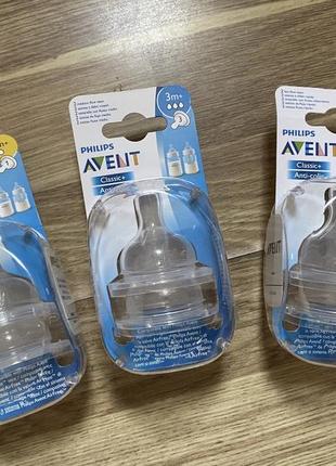 Новые сменные соски на avent classic 0+ 1+ 3+ 6+ для каш