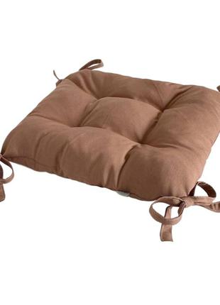 Подушка на стільці, крісла, табуретки, садові крісла 30х30х8 світло - коричнева із зав'язками2 фото