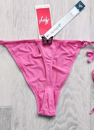 Набір atlantic жіночі стрінги 2 шт. розмір s рожевого кольору зі стрічками1 фото