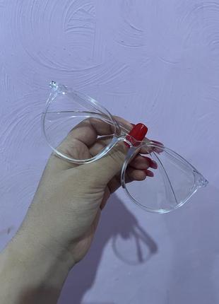 Прозрачные очки женские / прозрачные очки  имиджевые / белые очки  имиджевые