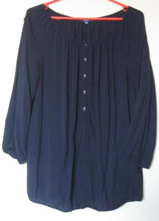Темно-синяя блуза на резинке вискоза1 фото