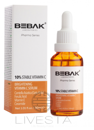 Освітлююча сироватка для обличчя з вітаміном с bebak pharma, 30 мл