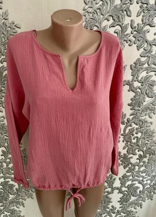 Муслиновая   муслин блуза блузка лонгслив marks m & s розовая7 фото
