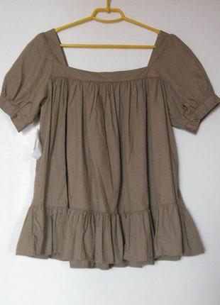 Блуза коричневая коттон4 фото