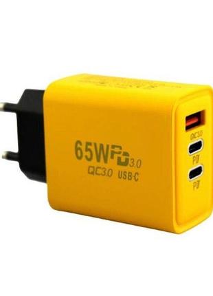 Зарядний пристрій адаптер 65w ar-pd05 (1 usb 2 type-c)2 фото