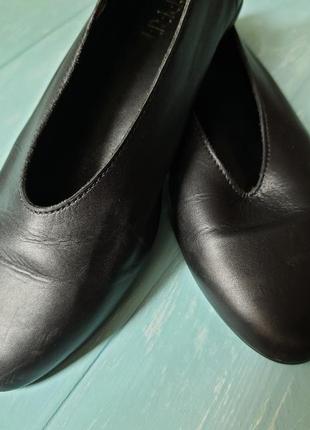 Чорні шкіряні балетки esprit, чорні жіночі туфлі, черные кожаные балетки esprit1 фото