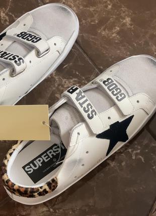 Кеди голден гус golden goose на липучках з леопардовою вставкою