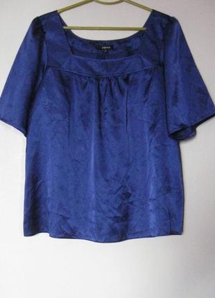 Блуза синяя атласная1 фото