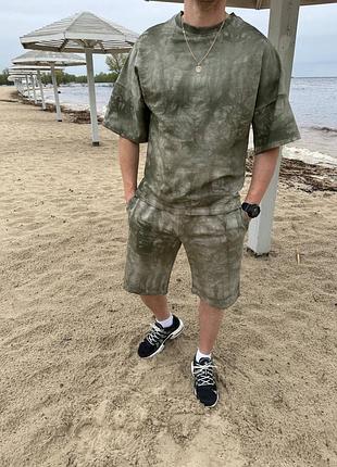 Чоловічій літній комплект оверсайз футболка + шорти преміум якості