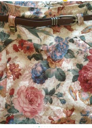 Летняя юбка-карандаш в цветочный принт3 фото