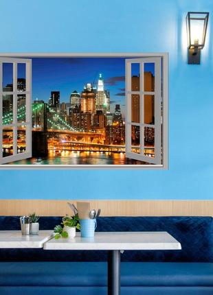 Інтер'єрна наліпка на стіну "бруклінський міст у нью-йорку" самоклейка 150*98 см
