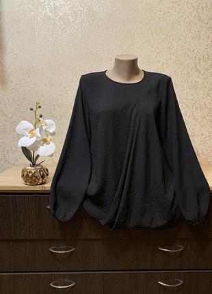 Черная элегантная блузка 52-56 (25)1 фото