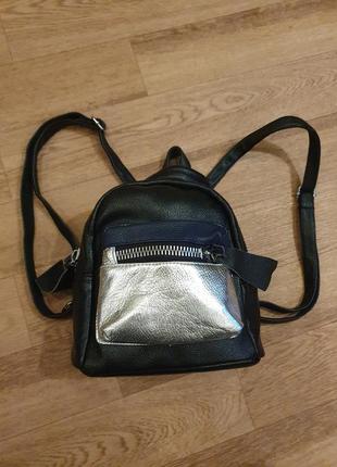 Рюкзак трансформер, сумка екошкіра, чорна, сіра5 фото