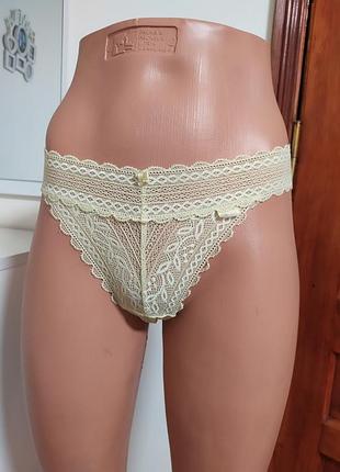 Желтые кружевные стринги s m esprit