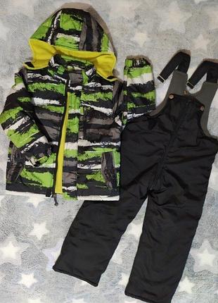 Дитяча зимова куртка та напівкомбінезон, теплий комбінезон на хлопчика, 98-110