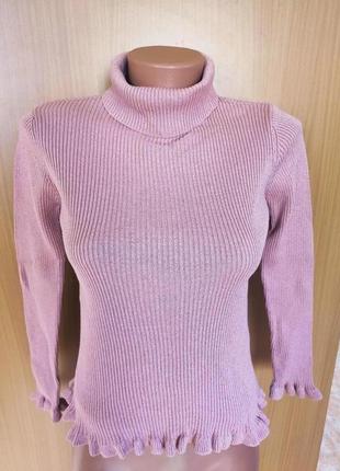 Розовый гольф свитер кофта с люрексом с рюшами marks & spencer3 фото