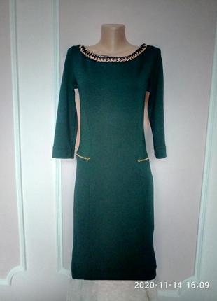Теплое платье темно зеленое web