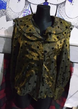 Винтажная блуза из органзы в бархатный горох dorette