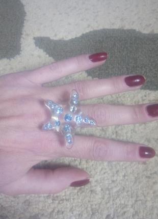 Красивое  кольцо с кристаллами swarovski звезда.1 фото