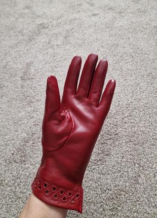 Finnemax gloves женские кожаные бордовые / бургунди перчатки
