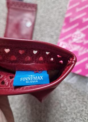 Finnemax gloves женские кожаные бордовые / бургунди перчатки