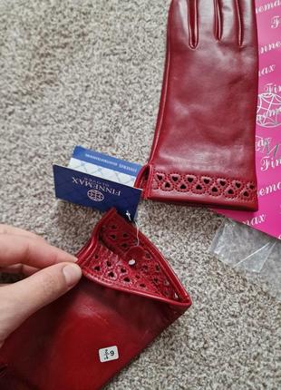 Finnemax gloves женские кожаные бордовые / бургунди перчатки