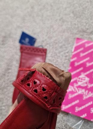 Finnemax gloves женские кожаные бордовые / бургунди перчатки